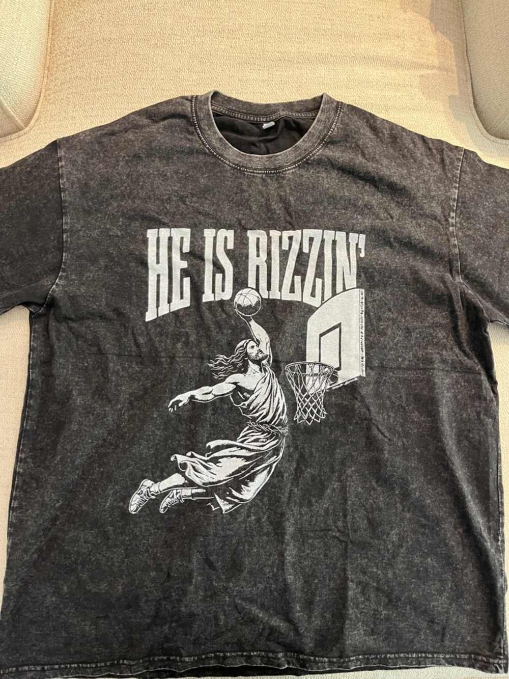 He Is Rizzin' Graphic Basketball Tee - Black